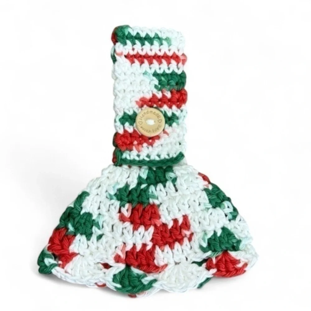 Kitchen‎ Tea Hand Towel Topper Holder Christmas Holiday Cotton Crochet by Seller